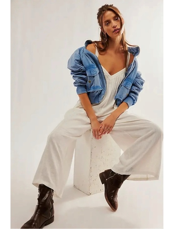 Free People Pants - Free People Ethereal Drifting Dreams One Piece Jumpsuit White XL Wide Leg